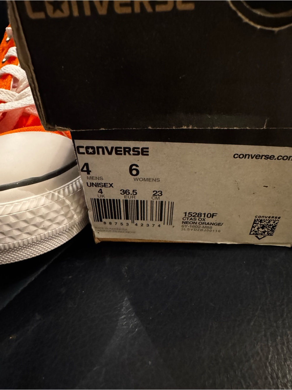 Converse Low Top Sneakers in Neon Orange and White size 6 - Picture 2 of 5